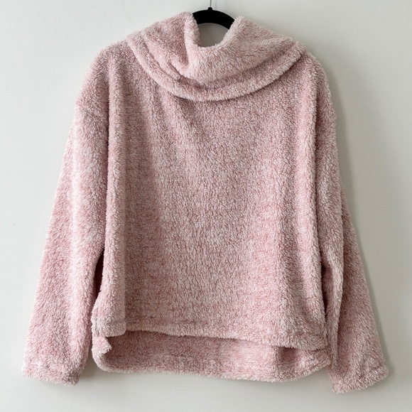 SO Tops - SO Pink Sherpa Fleece Funnel Neck Pullover Top